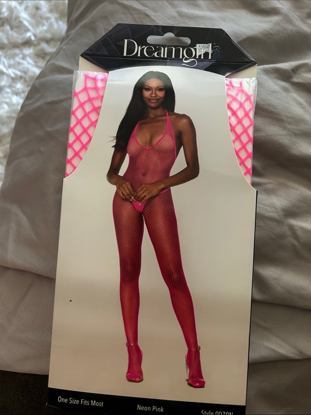 Dreamgirl Neon Pink Fishnet Halter Bodystocking